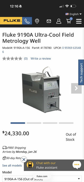 FLUKE 9190A FIELD METROLOGY WELL -95°C TO 140°C (TESTED) FREE SHIPPING