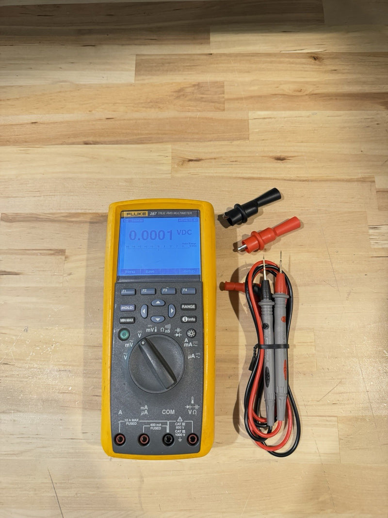 FLUKE 287 TRUE RMS ELECTRONIC LOGGING DIGITAL MULTIMETER WITH LEADS & CLIPS