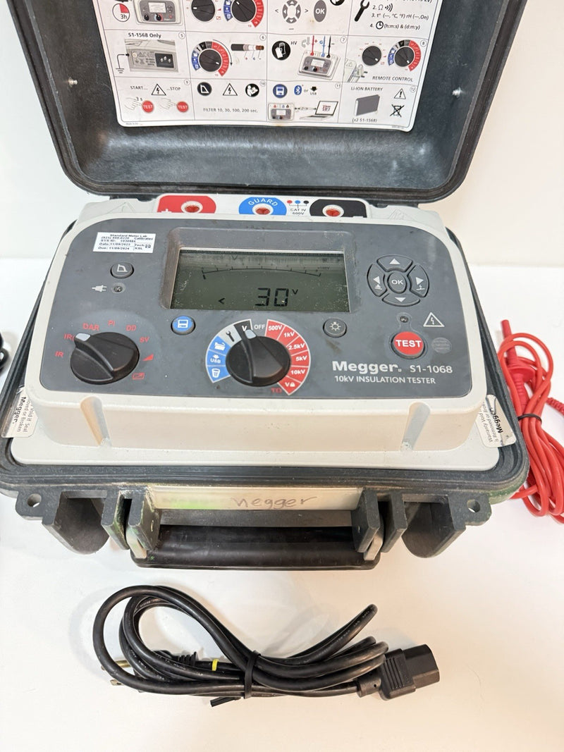 MEGGER S1-1068 10KV INSULATION TESTER WITH LEADS & CHARGER CALIBRATED 2024 TESTED