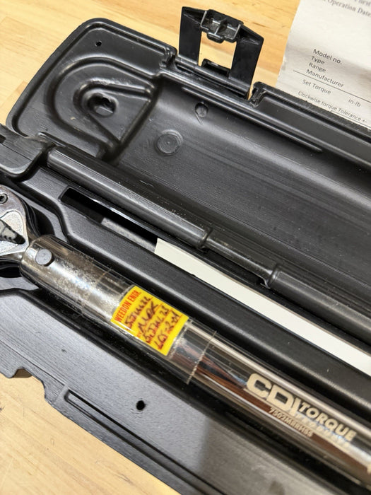 CDI 3/8 Drive Micrometer Torque Wrench Model 7502MRRHSS 100-750 In/Lb W Case USA