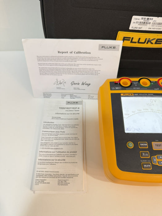 FLUKE 1537 INSULATION RESISTANCE TESTER & MEGOHMMETER (CALIBRATED 2024) NEW