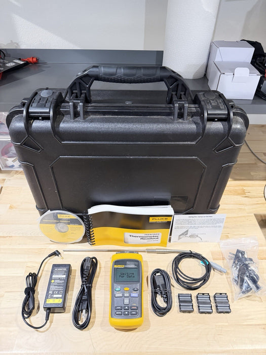 FLUKE 1523 REFERENCE THERMOMETER W/ PROBE KIT & ACCESSORIES-FREE SHIPPING TESTED