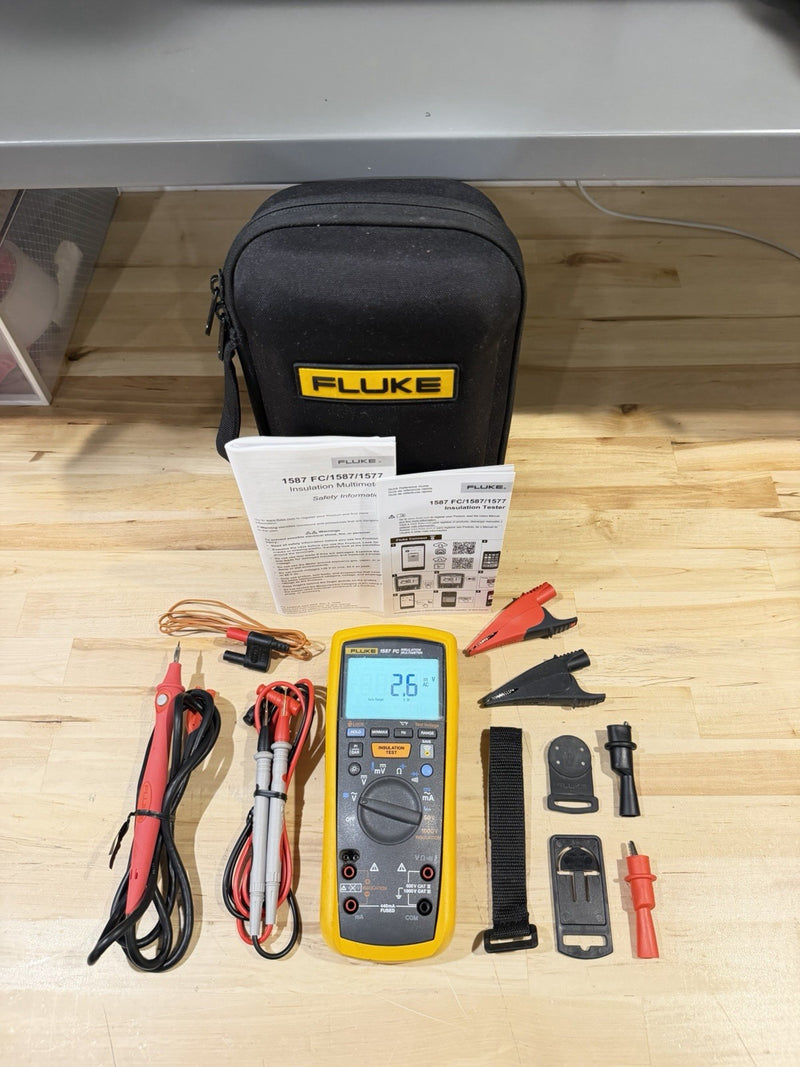 FLUKE 1587 FC 2 IN 1 HANDHELD DIGITAL INSULATION MULTIMETER W/ ACCESSORIES