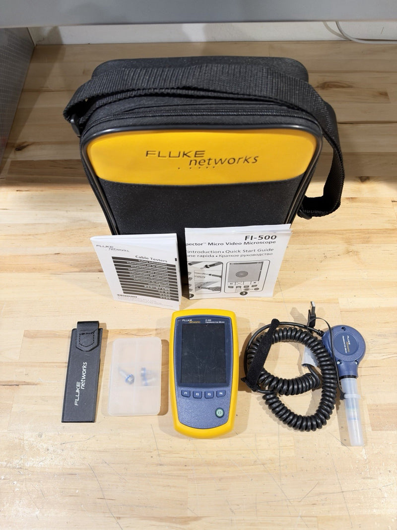 FLUKE NETWORKS FI-500 FIBER-INSPECTOR MICRO KIT W/  ACCESSORIES (TESTED)