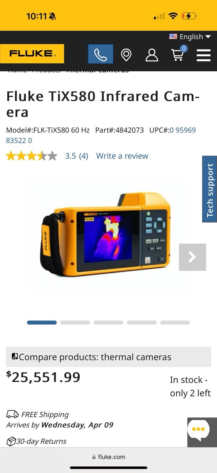 FLUKE TIX580 INFD CAMERA 60HZ CALIBRATED 2025 MFD 2025 RARE