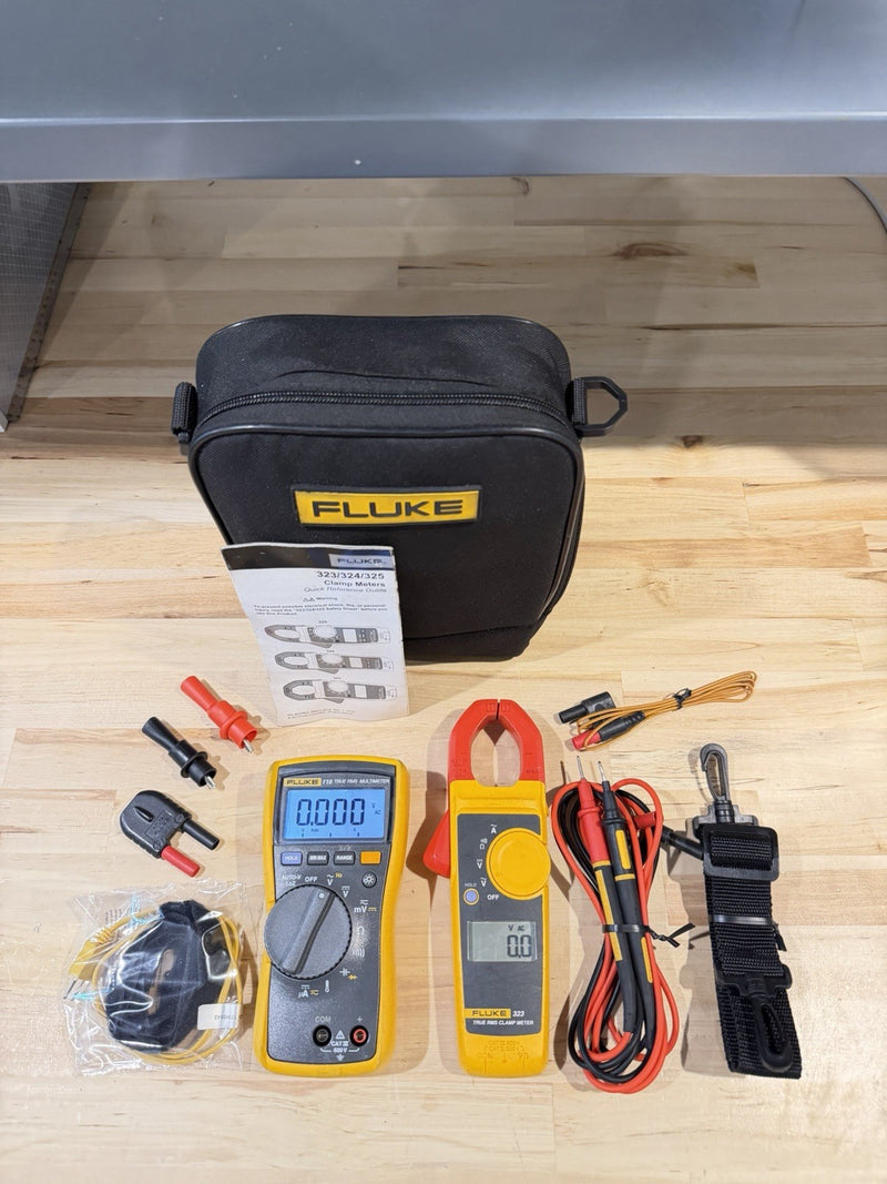FLUKE 116/323 HVAC MULTIMETER COMBO KIT WITH ACCESSORIES TESTED