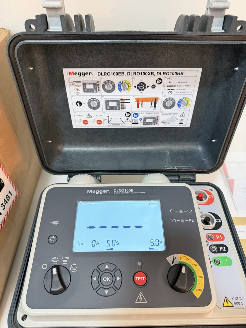 MEGGER DLRO100EB DIGITAL LOW RESISTANCE OHMMETER (NEW FACTORY SEALED) CAL 2026