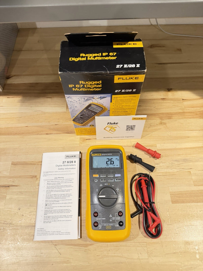 FLUKE 27 II TRUE RMS MULTIMETER CALIBRATED -SHIPS FAST (NEW SEALED)