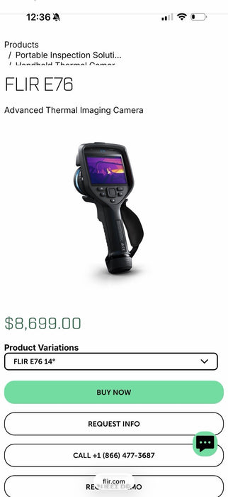 FLIR E76 24° + 14° THERMAL CAMERA NEW CALIBRATED 2025 NEW
