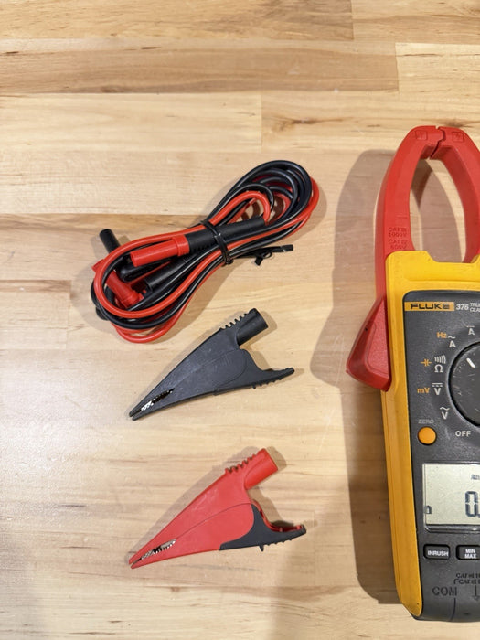 FLUKE 376 AC/DC TRUE RMS WIRELESS CLAMP METER W /LEADS & CLIPS -SHIPS FAST