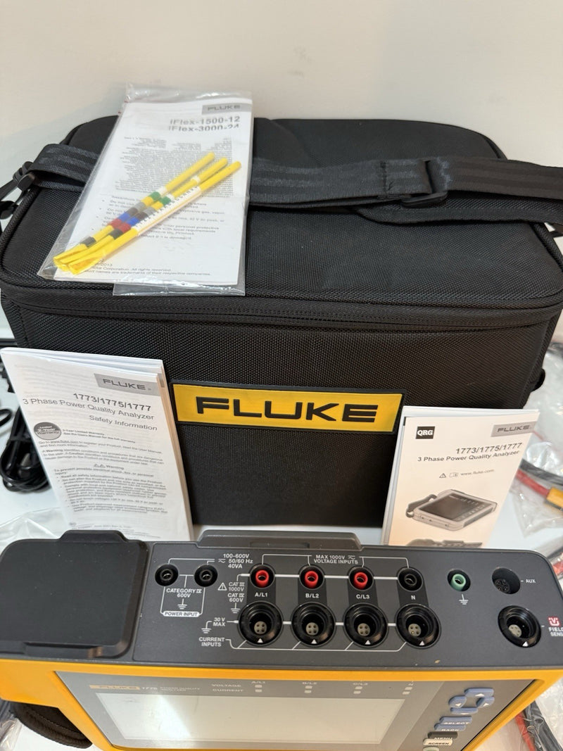 FLUKE 1775 THREE-PHASE POWER QUALITY ANALYZER WITH ACCESSORIES CALIBRATED 2028