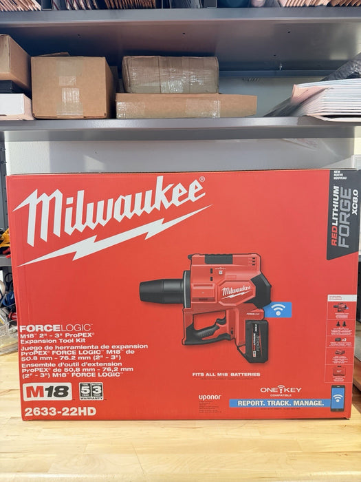 MILWAUKEE 2633-22HD M18 FORCE LOGIC™ 2”-3” PROPEX EXPANSION TOOL KIT -NEW SEALED