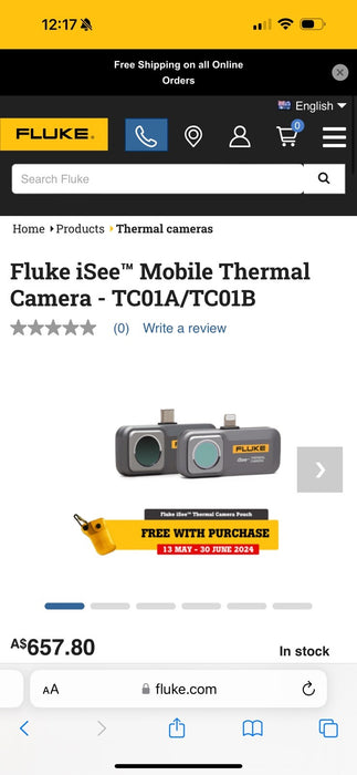 FLUKE ISEE MOBILE THERMAL CAMERA FOR ANDROID PHONE TC01A WITH POUCH