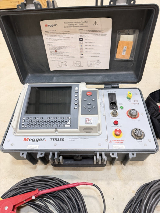 MEGGER TTR330 TRANSFORMER TURN-RATIO TEST SET W/ CABLES & BAG  (TESTED)
