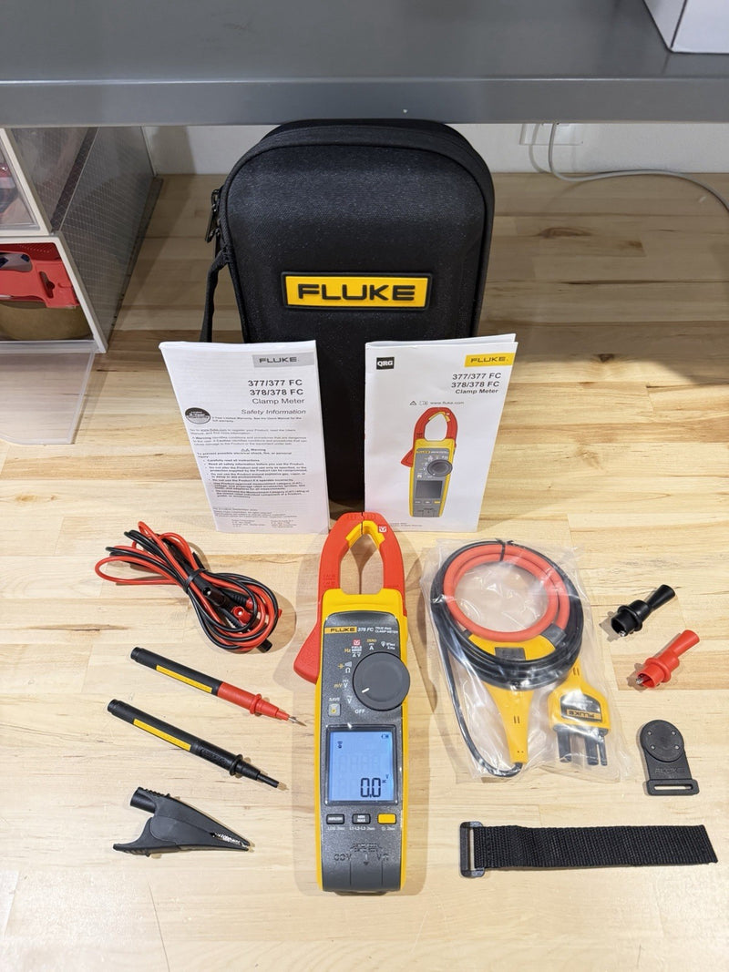 FLUKE 378 FC NON-CONTACR VOLTAGE CLAMP METER W/ LEADS & CASE - SHIPS FAST