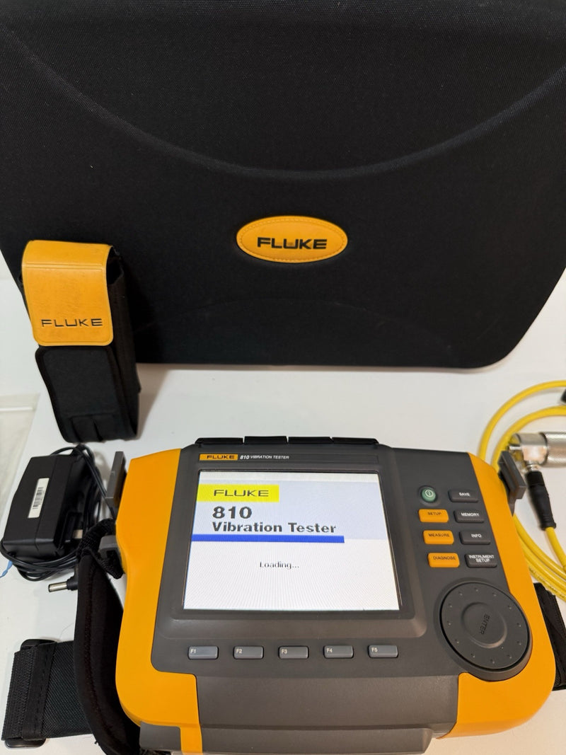 FLUKE 810 VIBRATION TESTER WITH TACHOMETER & TRIAXIAL ACCELEROMETER & CASE TESTED